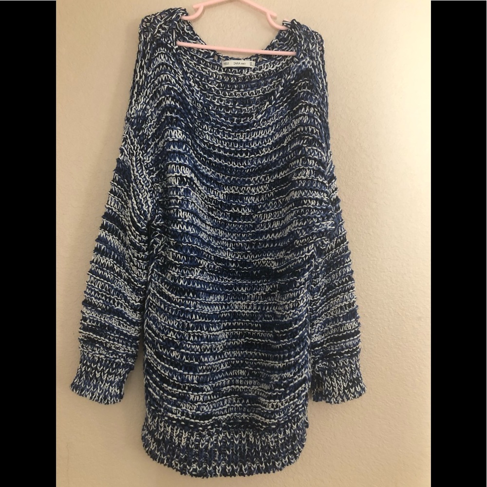 Zara blue and white knit sweater size small - Picture 2 of 8